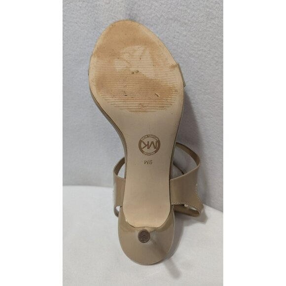 Michael Kors Kaylee Mid Heel Patent Strappy Nude Women Size 9 - Picture 8 of 12